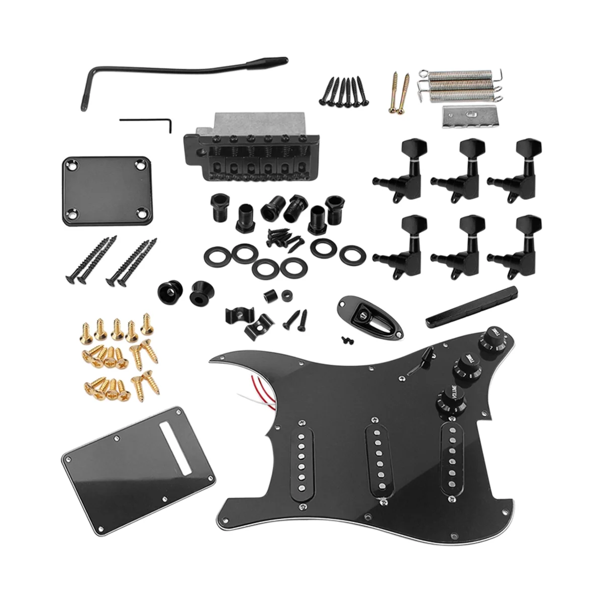 

Complete DIY Accessory Kit for Electric Guitar Including Pre-Wired Pickguard Bridge Pickups And Other Guitar Accessories