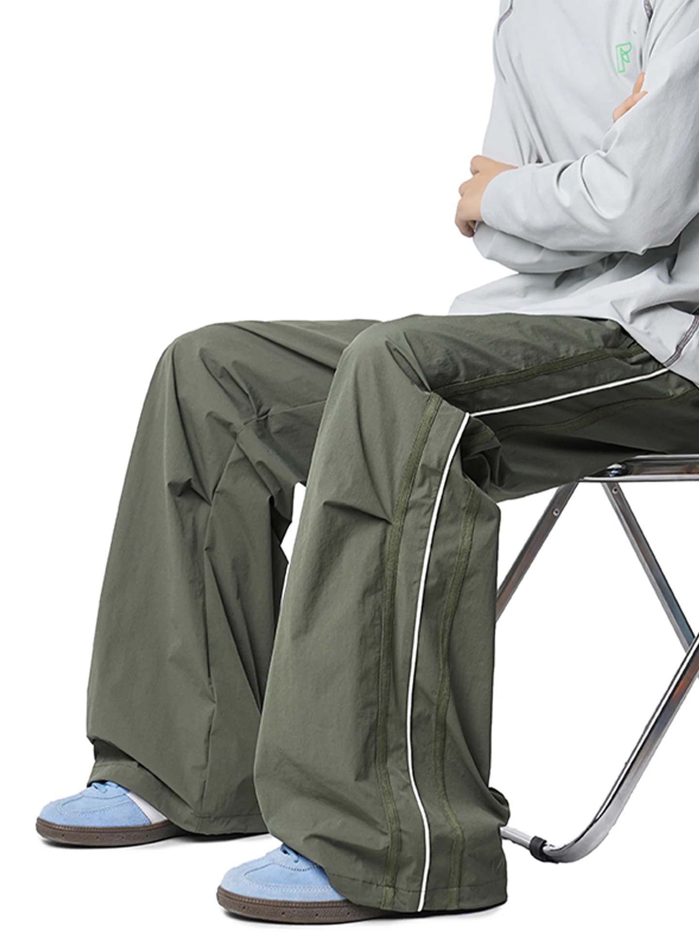 

Мужские осенние свободные повседневные спортивные брюки прямого кроя American Stripe, быстросохнущие, мягкие, длинные, в стиле парашютиста, модные