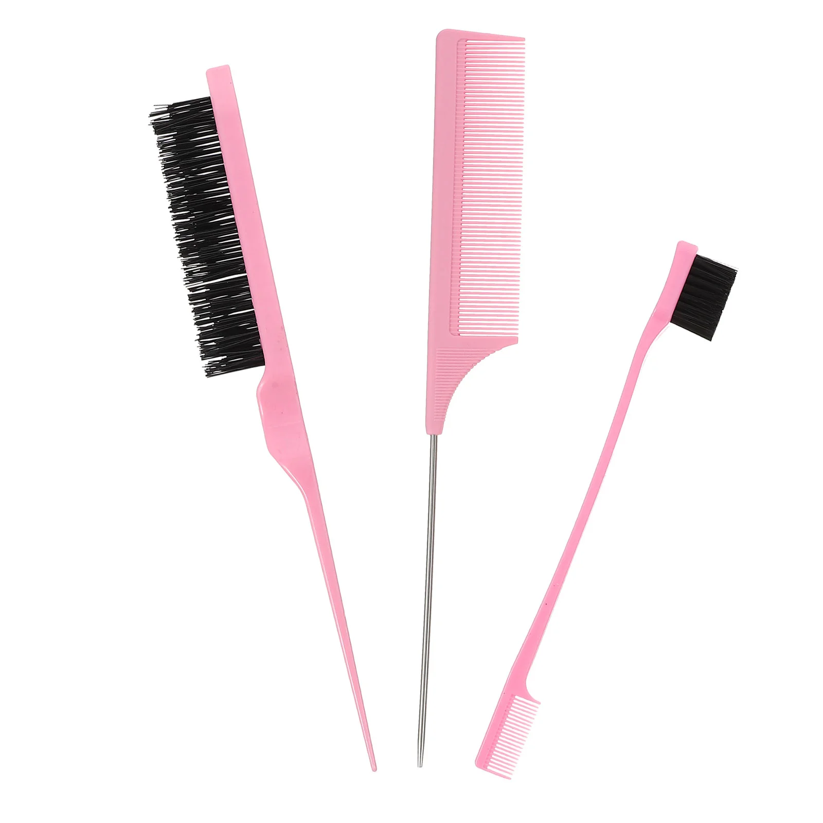 

Three Row Comb Barber Combs Professional Brush Set Hair Cutting Haircut Pink Abs Fine Man