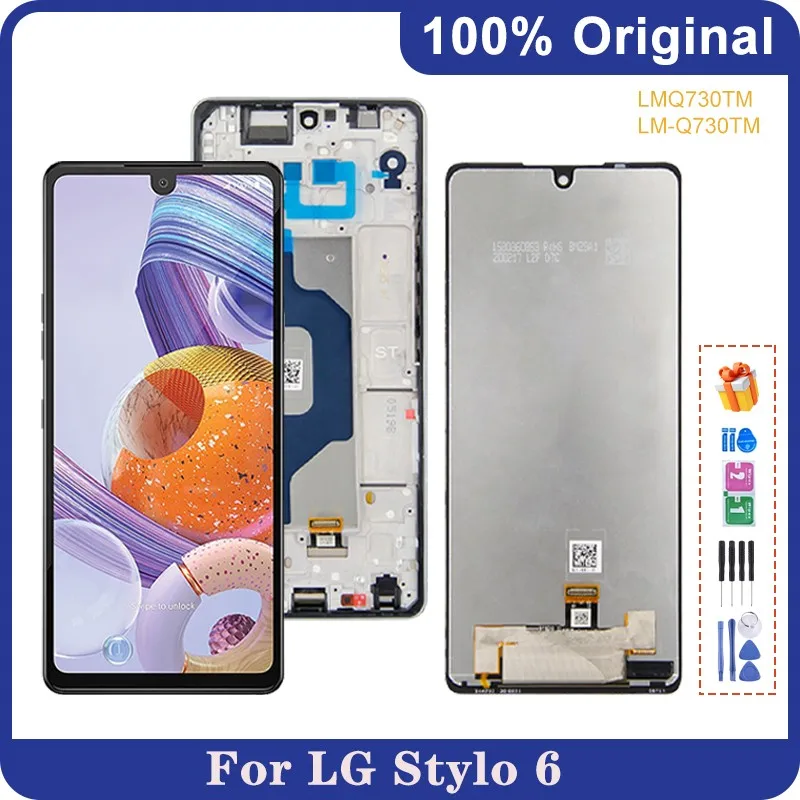 

6.8"Original For LG Stylo 6 Q730 LM-Q730TM LCD Display Touch Screen With Frame Digitizer For LG Q730 LCD Screen Replacement Part