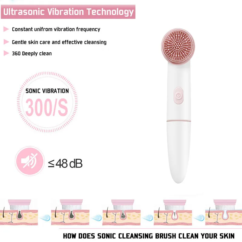 2 في 1 الكهربائية سيليكون فرشاة تنظيف الوجه الاهتزاز تدليك الوجه T منطقة التنظيف العميق إزالة التقشير حب الشباب أدوات العناية بالبشرة
