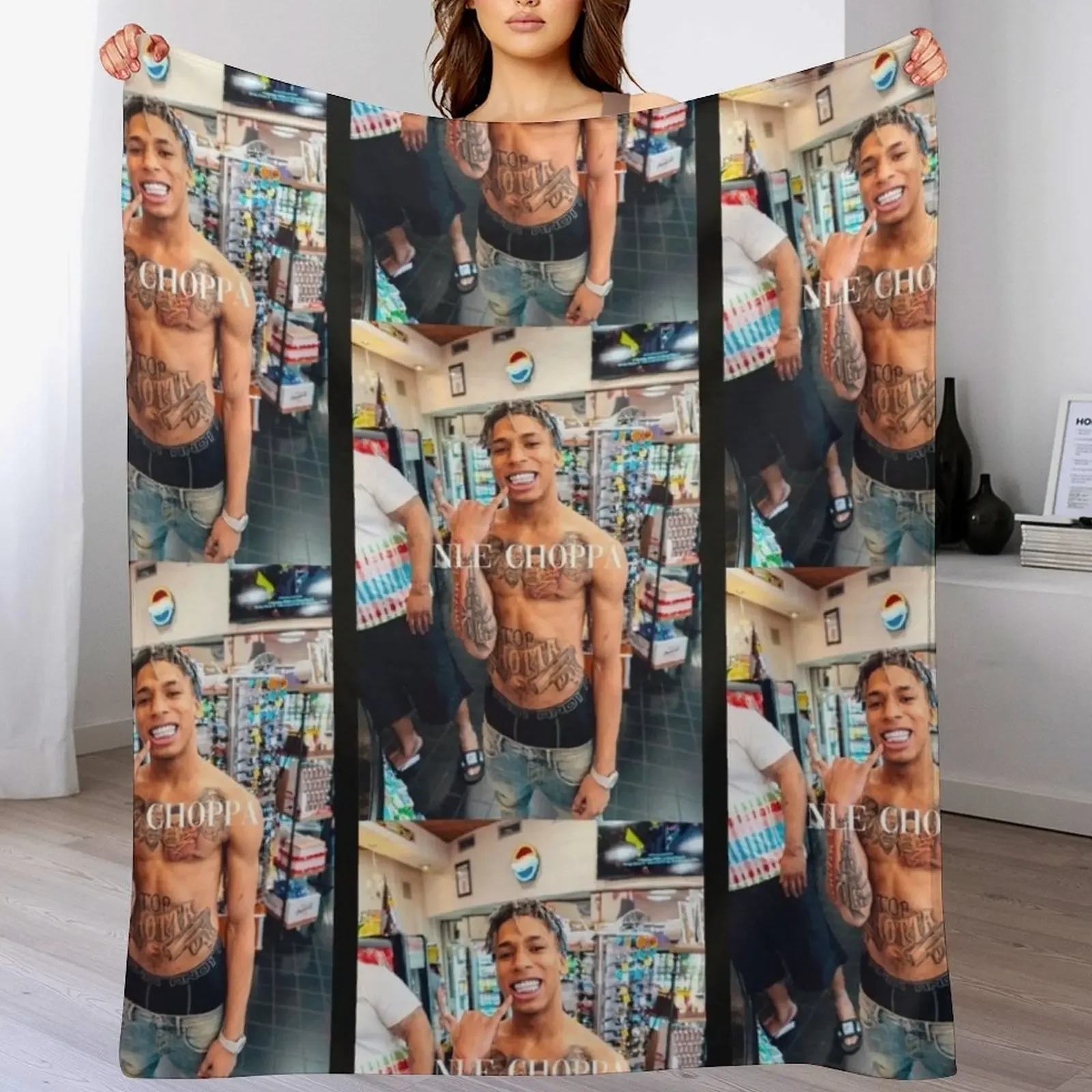 

NLE Choppa Throw Blanket Faux Fur Soft Warm Blanket for Bed