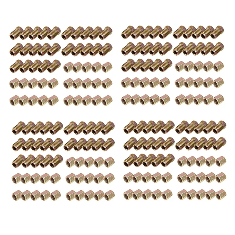 

200Pcs Male / Female End Union Brake Pipe Screw Nuts M10 X 1Mm 3/16Inch OD Copper Brake Tubes Line Pipe Fittings Metric