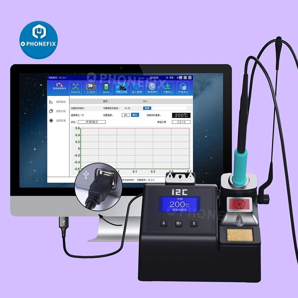 i2C 2SCNi Nano Soldering Station with C245 C210 C115 Soldering Handle Welding Iron Tips 1S Rapid Heating for Phone PCB Repair