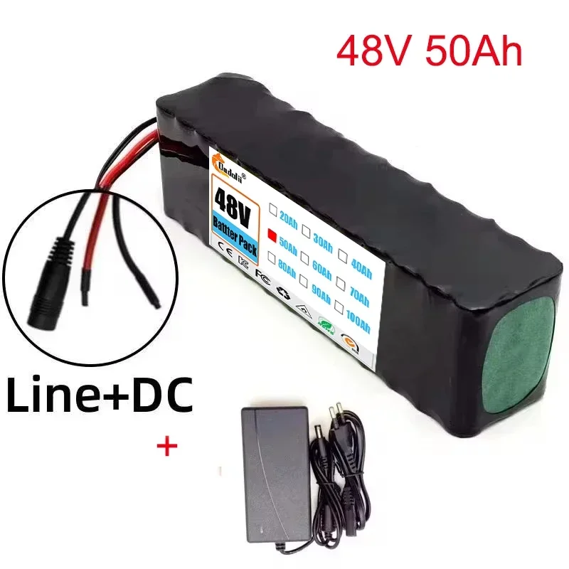 48V 50Ah 1000W 13S3P lithium-ion battery pack, suitable for free transportation of 54.6V 50000mAH with BMS+52.6V 2A charger