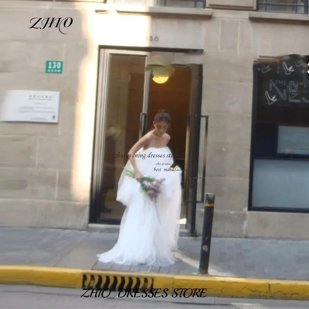 

ZHIO Elegant Layered Tulle Korean Wedding Strapless Customized Bodice Corset Photo Shooting Dresses Street Wedding