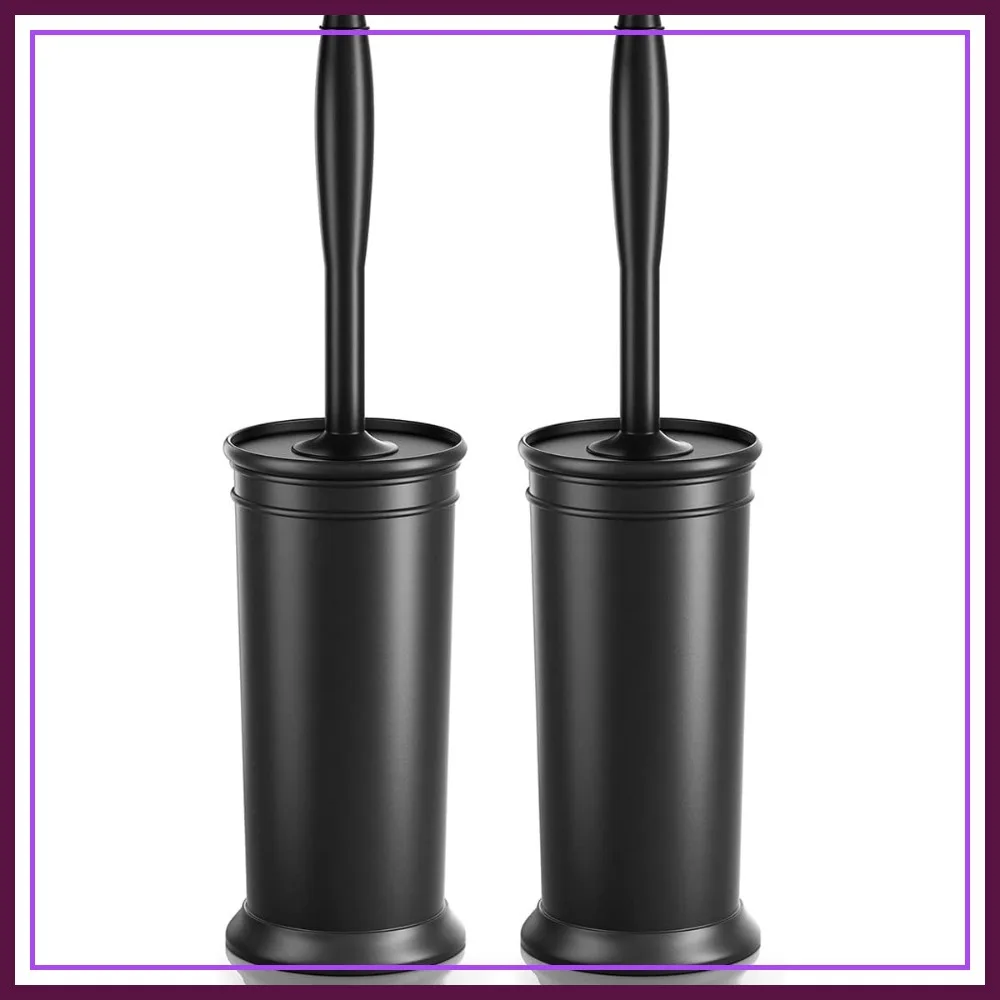 

Toilet Brush and Holder 2 Pack, Extra Long Handle, Covered Storage, Deep Cleaning, Space Saving, Durable for Bathroom