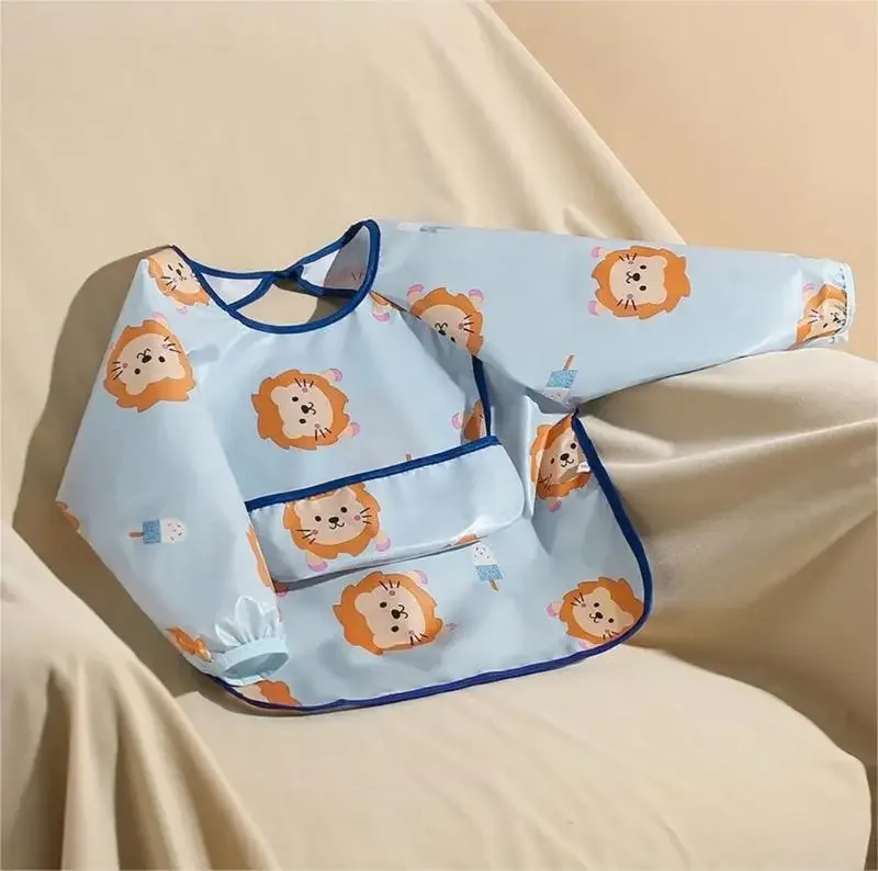 

Soft Lightweight Baby Feeding Bib with Full Arm Coverage, Multifunctional Apron with Catcher for Infants Toddler 15UB