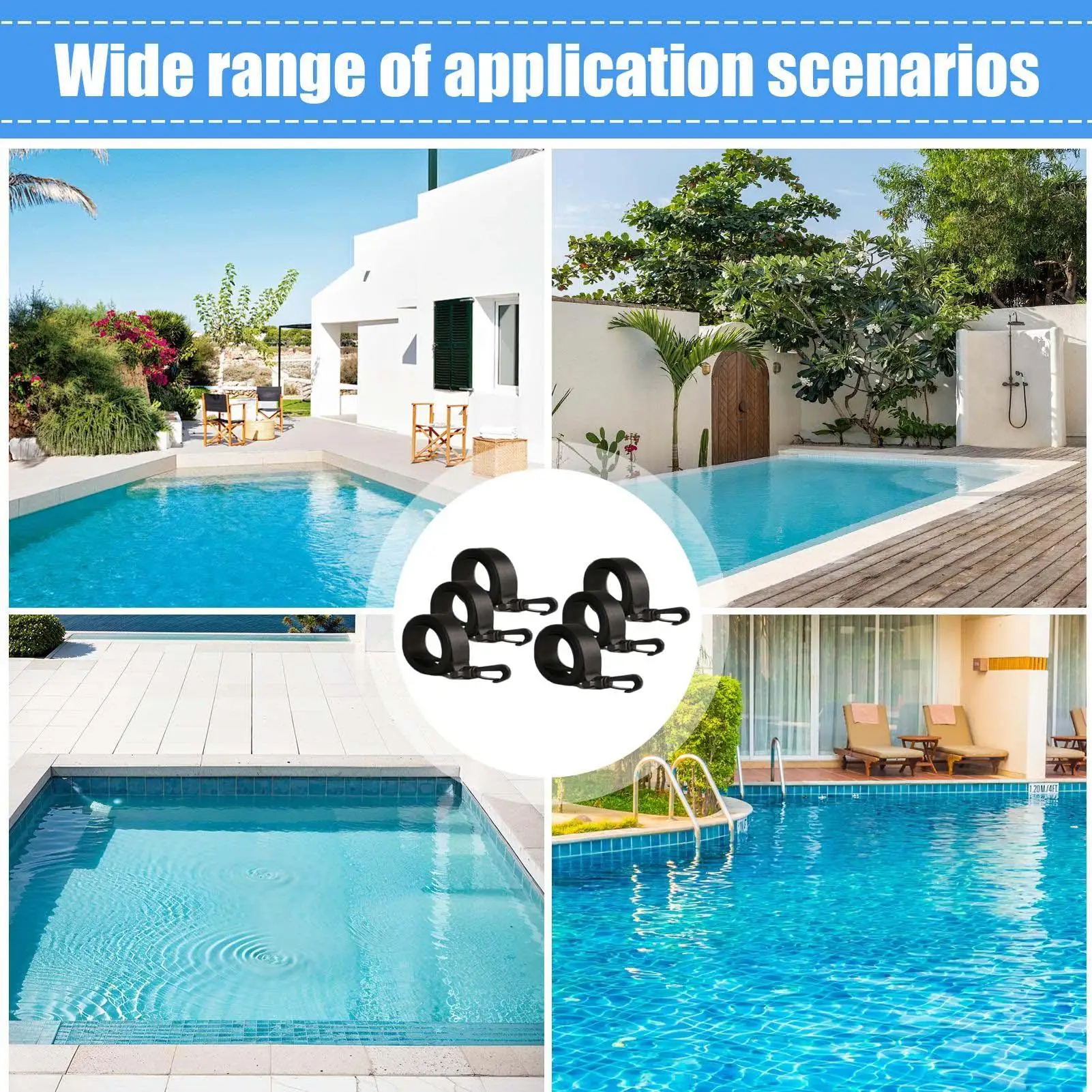 

Solar Cover Straps Solar Pool Cover Reel Attachment Easy Installation Swimming Blanket Straps Fastener for Professionals