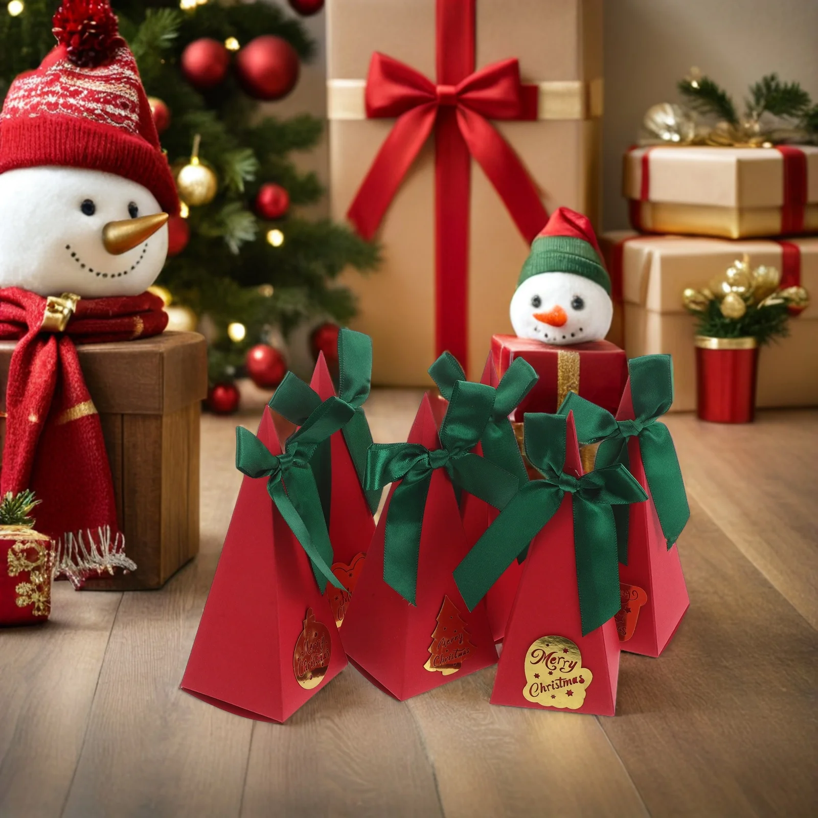 30 قطعة صندوق حلوى عيد الميلاد مثلث على شكل ورقة صناديق الحلوى يطبع احتفالي بناء قوي حاويات هدايا عيد الميلاد #3