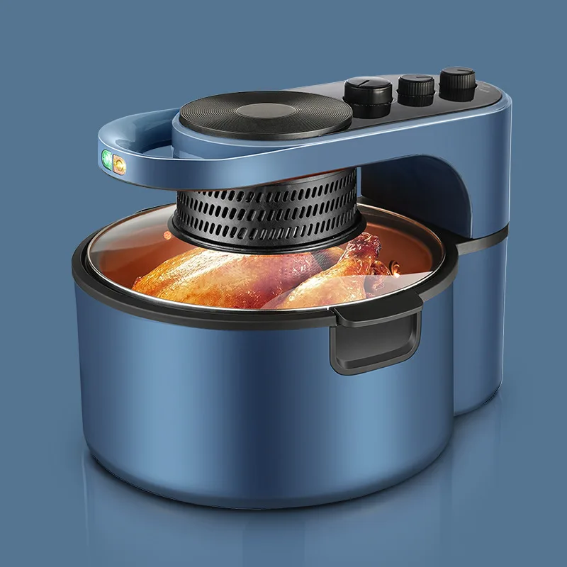 Friteuse à air électrique multifonction avec contrôle de la minuterie, four de grande capacité, température de 80 à 360 °C, visuel sans huile, distance à 230 °, 8L, 1H