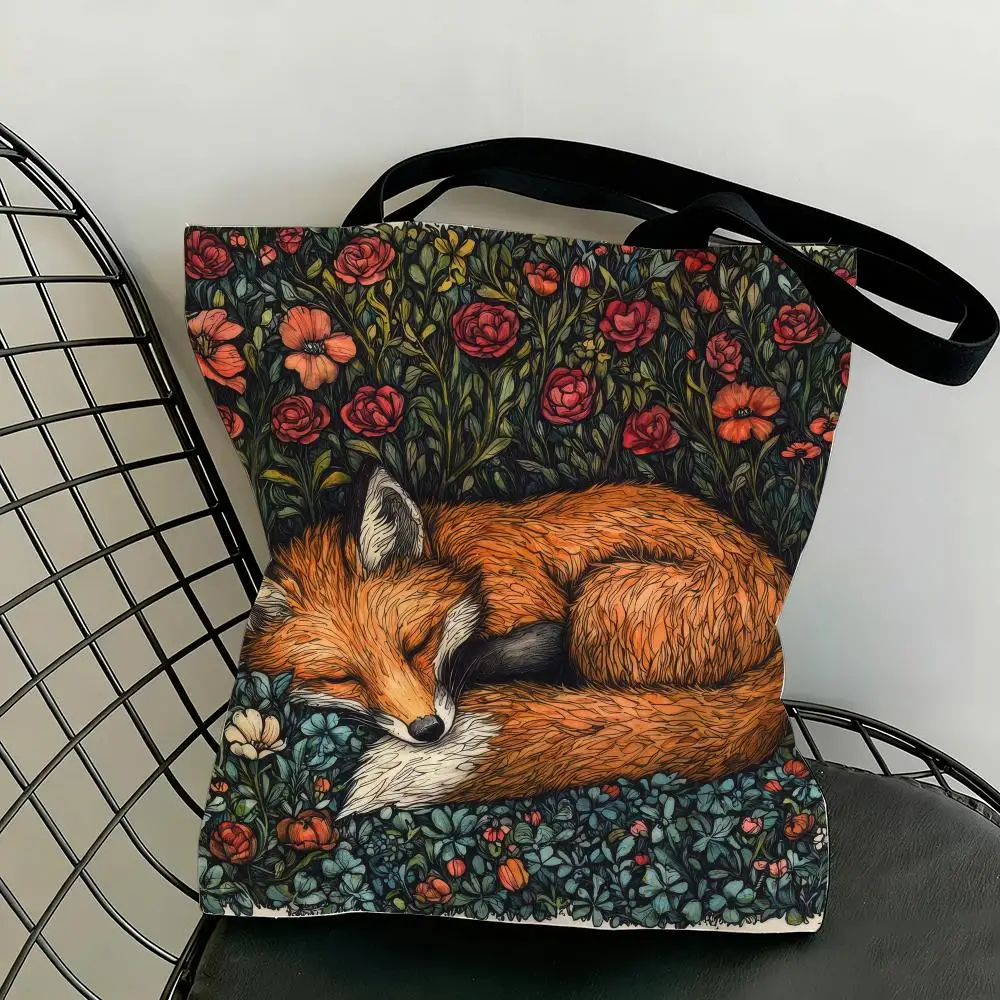 Bolsas de almacenamiento William Morris Art Fox, bolso de mano de lona ligero, bolso de hombro de gran capacidad, bolso multiusos FashionEco