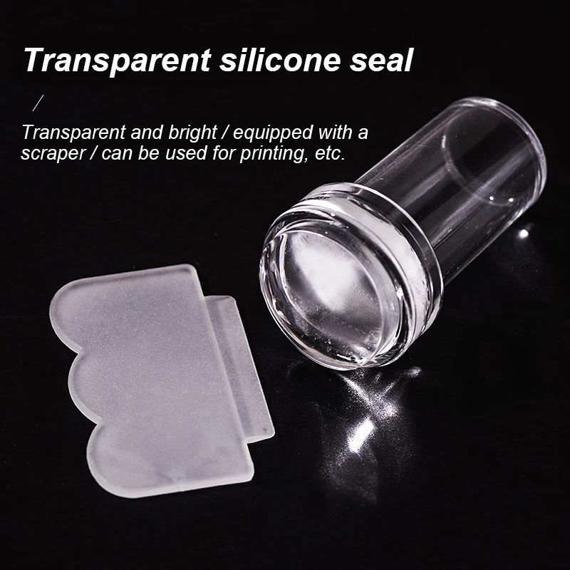 Nail Art Printing Plate Transfer Stamp Scraper Tool Set French Side Pressing Stamp Transparent Silicone Jelly Transfer Head