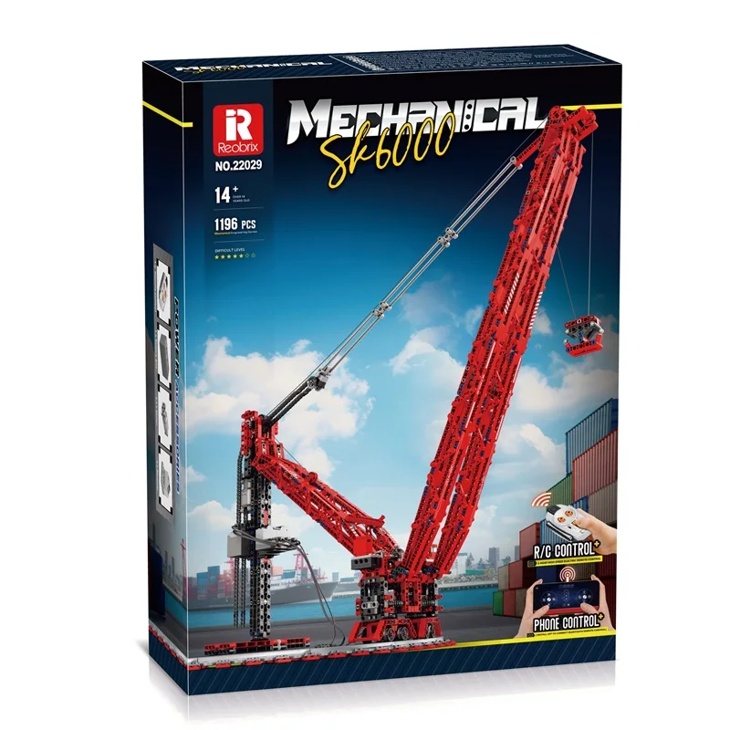 

IN STOCK Reobrix 22029 MOC Technical RC SK6000 Crane Building Blocks Bricks Assembling Model Toys for Children Christmas Gift
