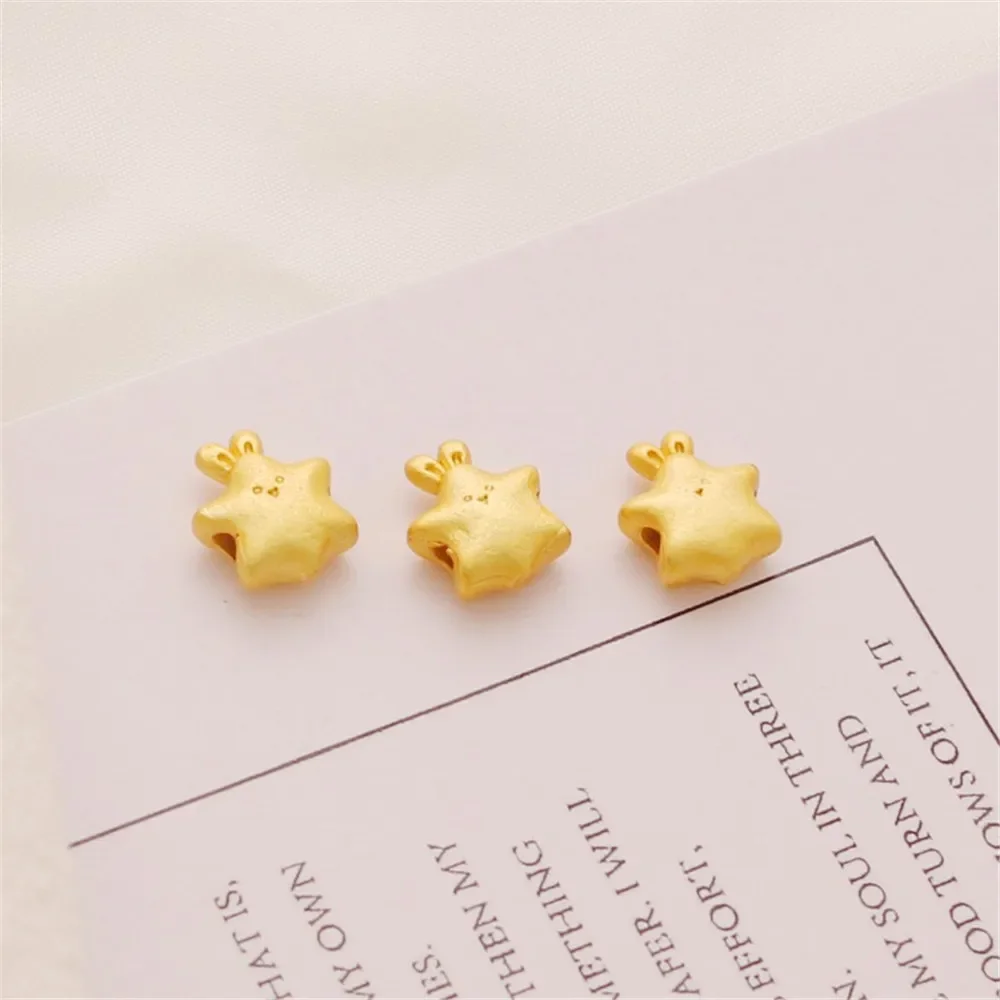 

18-каратное древнее песочное золото, кроличьи уши, морская звезда, бусины с сквозными отверстиями, браслет ручной работы, ожерелье, ювелирные изделия, очаровательные аксессуары