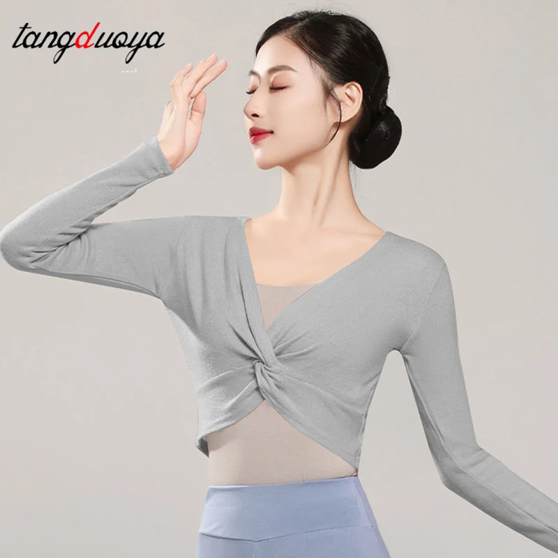 Ballet Tops Woman Dance Wrap Top Ballet Jacket Adult Crop Top Coat Cotton Long Sleeve Dance Shirt for Woman Tops Ballet Outfits