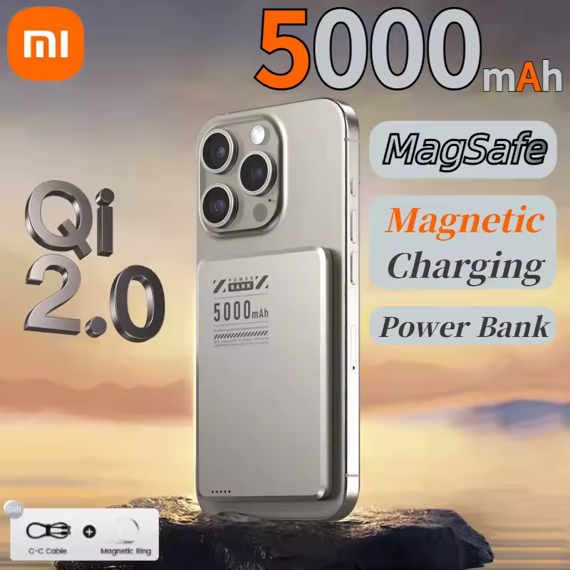 샤오미 슈퍼 슬림 마그네틱 보조배터리, 5000mAh 합금 쉘 배터리, Qi2 고속 충전 보조베터리, MagSafe 아이폰 삼성 화웨이용 썸네일 이미지