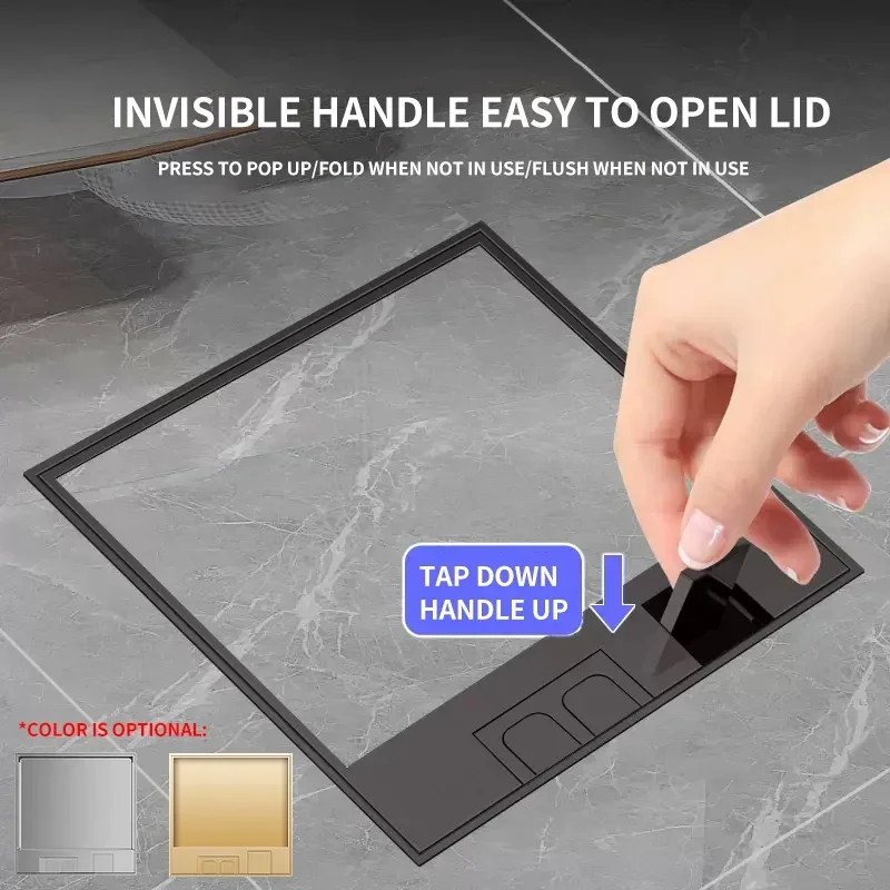 플로어 박스 콘센트, 숨겨진 영국 미국 EU BR FR 표준 전원, USB HDMI RJ45 소켓, 내장, 130mm x 130mm