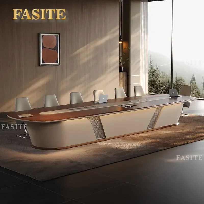 For Large Rectangle Conference Table Modern Simple Office Meeting Desk High End Negotiation Table and Chair Set Business