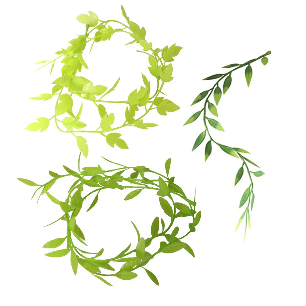 

3pcs Garden Scene Ornaments Realistic Miniature Artificial Plants For Dollhouse Decor Fake Leaf Vines Faux Greenery Landscape