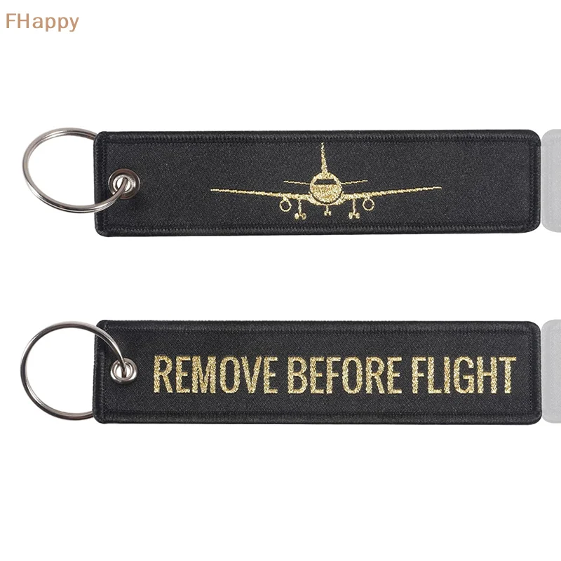 Remove Before Flight Key Chian Embroidery Key Tag Label Key Fobs Keychain Jewelry Car Keyring Luggage Tag Airline Gift