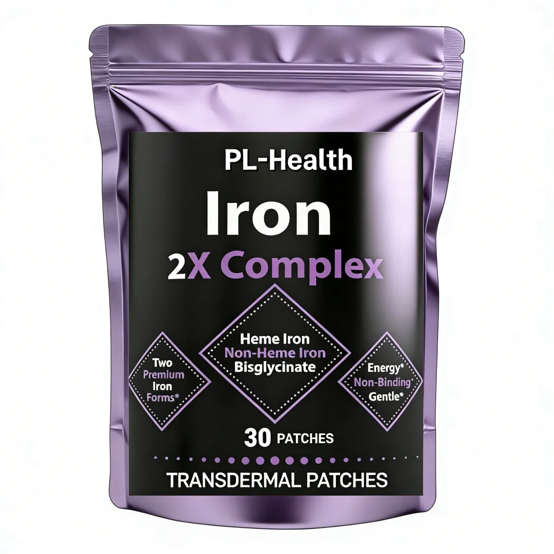 30 Patches Iron Complex Transdermal Patches with Folate, Vitamin B6 Vitamin C for Anemia and Blood Building Support