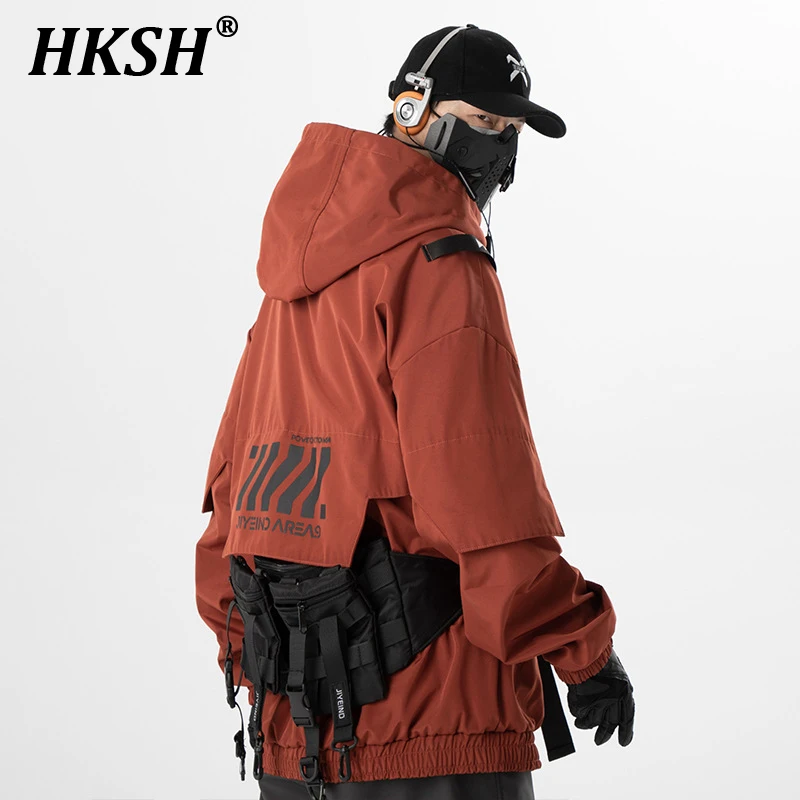 

HKSH Heavy Industry Autumn Winter New Trendy Hip Hop Casual Deconstructive Tactical Jackets For Men's Dark Loose Techwear HK2046