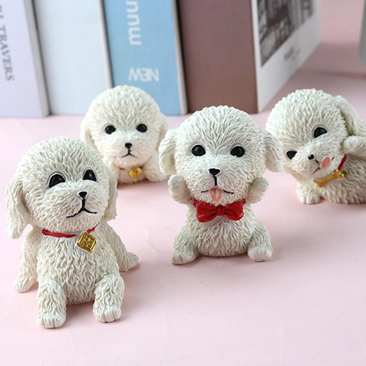 

4Pcs Puppy Ornaments Resin Craft Decorative Dog Sculptures Creative Desktop Adornment Unique Dog Statue Desktop Decor