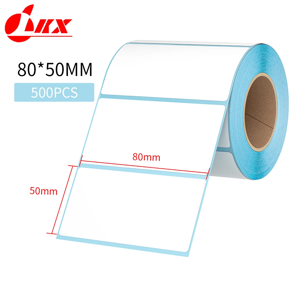 Lkx 80x50mm 500 stücke weißes Papier Thermo aufkleber Papel Adhesivo wasserdichtes Drucker etikett Milch tee Eis Lebensmittel etikett für Niimbot