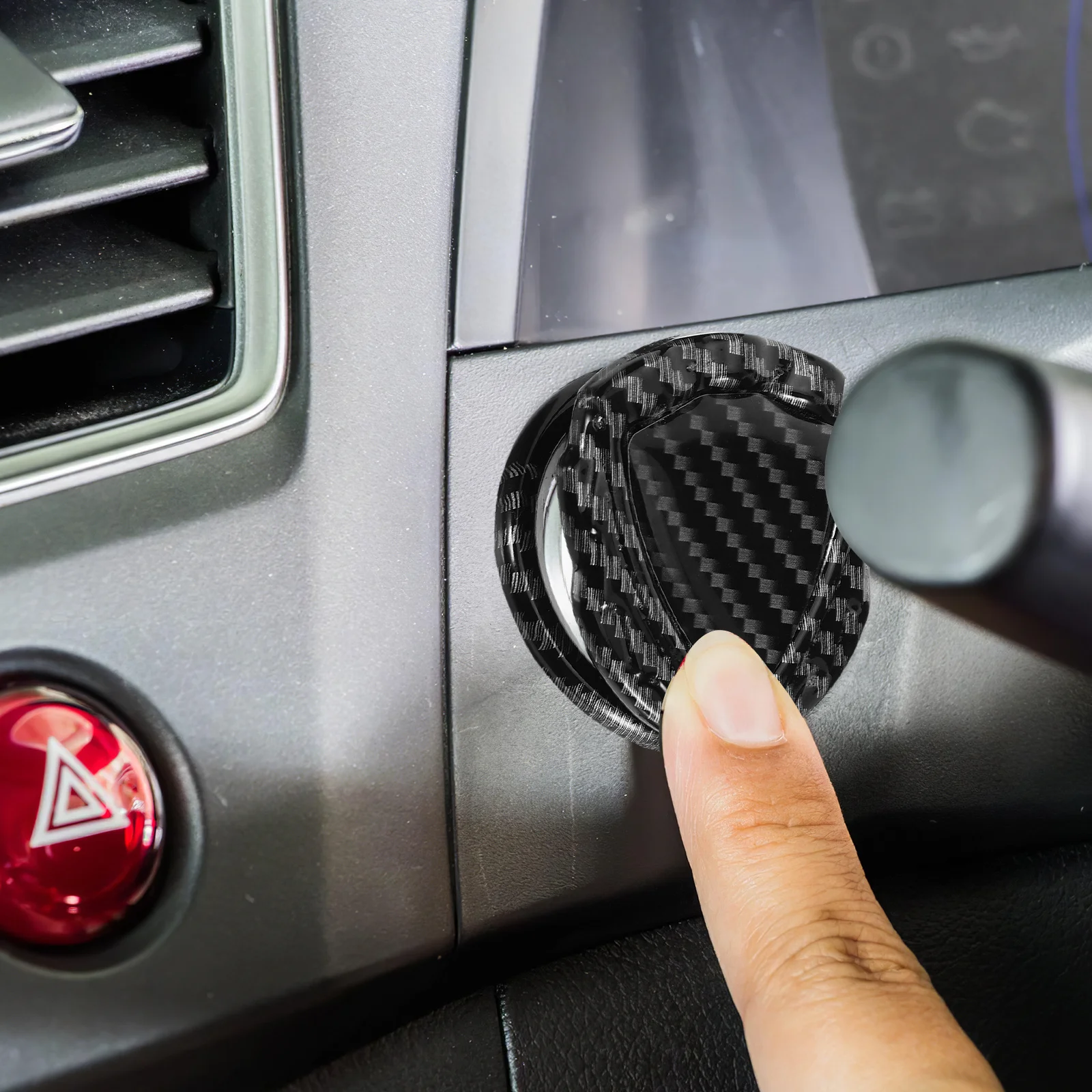 

Carbon Fiber Start Stop Button Cover Enhanced Safety Push Start Ignition Cap for Cars Engine Button Protection Car Interior