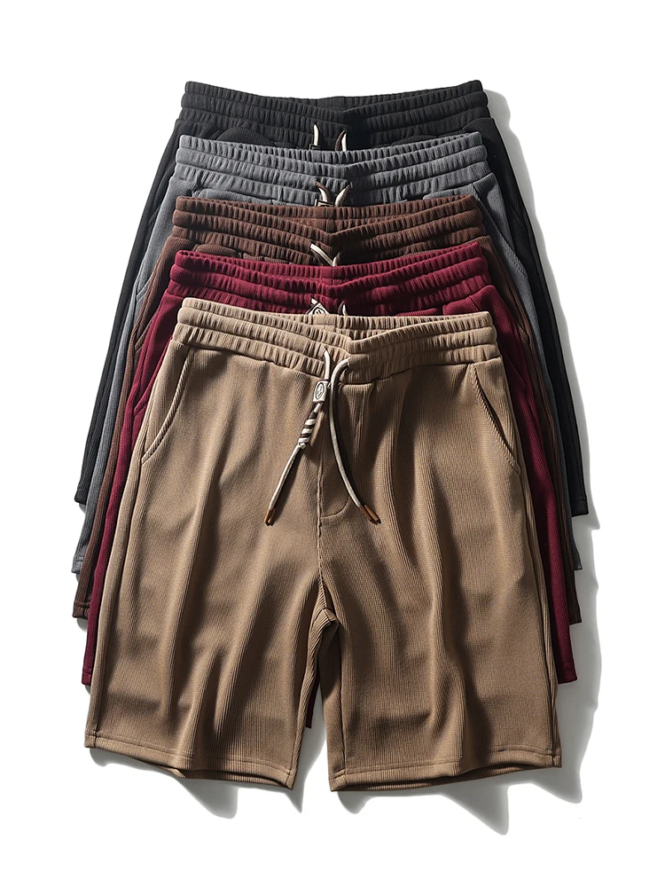 

Heavyweight Casual Knitted Men's Loose Fit Five-Quarter orts Faionable Wide Leg Vintage Color Urban Sle orts