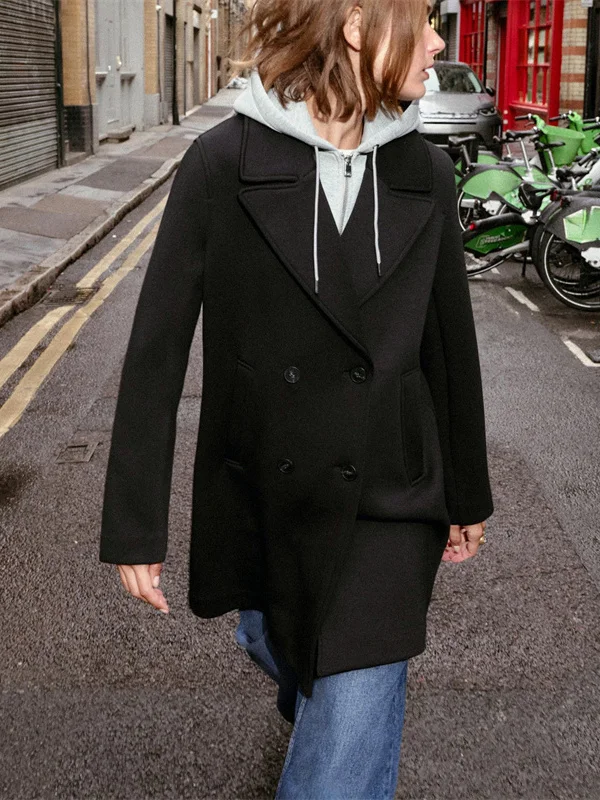 

Новое поступление, осеннее пригородное пальто с капюшоном, женская верхняя одежда со съемными завязками, длинная све, средней длины, двойной брюш...