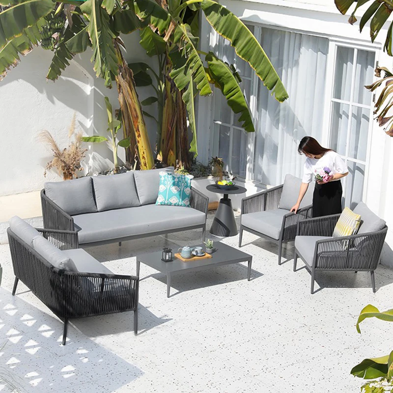 

Nordic Designer Courtyard Villa Garden Sofas Waterproof and Sunscreen Simplicity Garden Sofa Relax Outdoor Furniture Divano HBOS