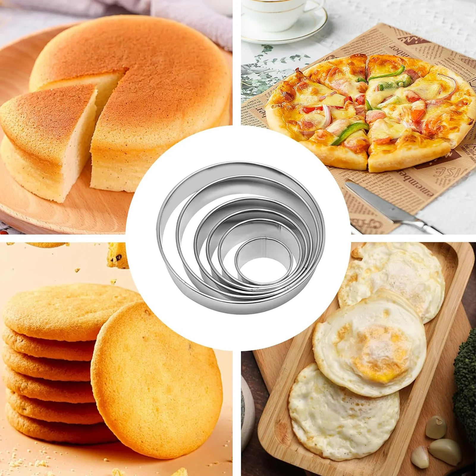 6pcs Round Cookie Biscuit Cutter Set Effortless Round Cookie Shaping Pastry Tool for kitchen Pastry Donuts Fondant