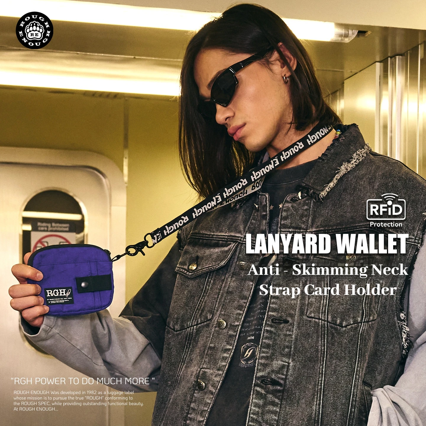 RGH RFID Blocking Card Holder Neck Pouch, Coin Purse Driving License Storage Bag, Outdoor Portable Key Bag for Men Women