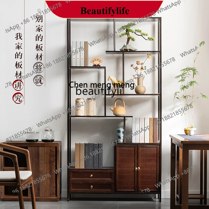 D178 New Chinese style background partition tea cabinet rack display cabinet non-solid wood ornament decorative rack