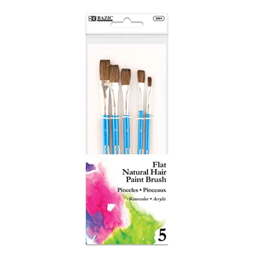 

Paint Brushes Set Flat Natural Hair Brush Paintbrushes for Acrylic Oil Watercolor Gouache Art Painting 5 Pack in Brown with Hig