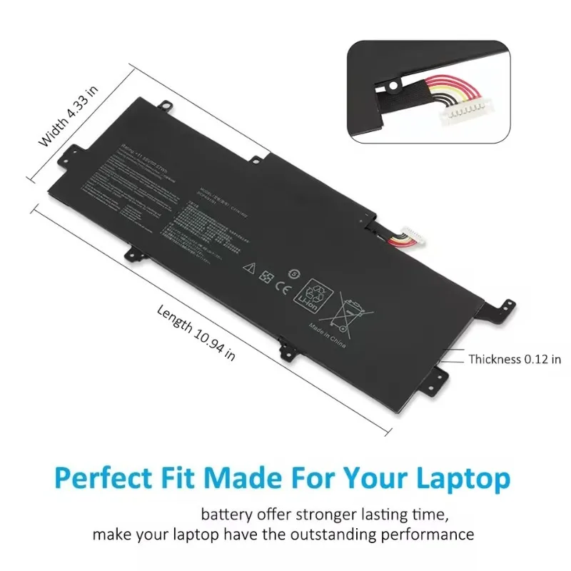 C31N1602 11.55V 4800mAh Laptop Battery for ASUS Zenbook U3000 UX330 UX330U UX330UA UX330UA-1A UX330UA-1B UX330UA-1C 3ICP4/91/91