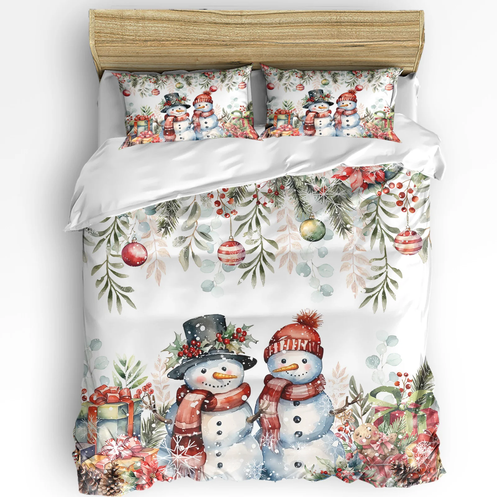 クリスマスポインセチアボールモミの葉雪だるま 3 個寝具セッ - Home Textiles Bedding のレビューと価格