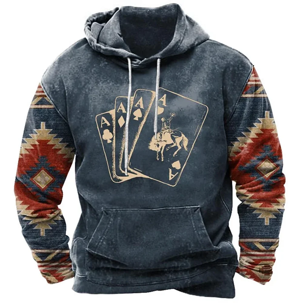 Frühling Herbst Männer Hoodie 3D-Spielkarte gedruckt Langarm Pullover 5xl übergroße Harajuku Kleidung lose Designer-Sweatshirt