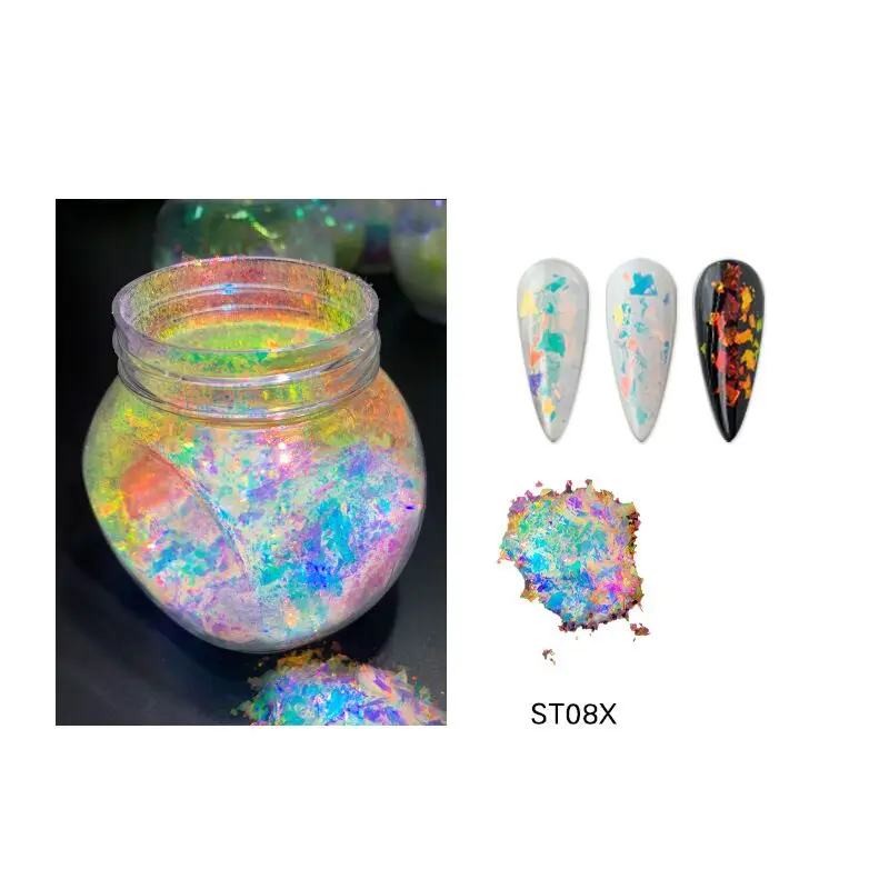 

1g White Glitter Iridescent translucent Flake Pigment Opal Transparent Aurora Chameleon Flakes Pigment Powder