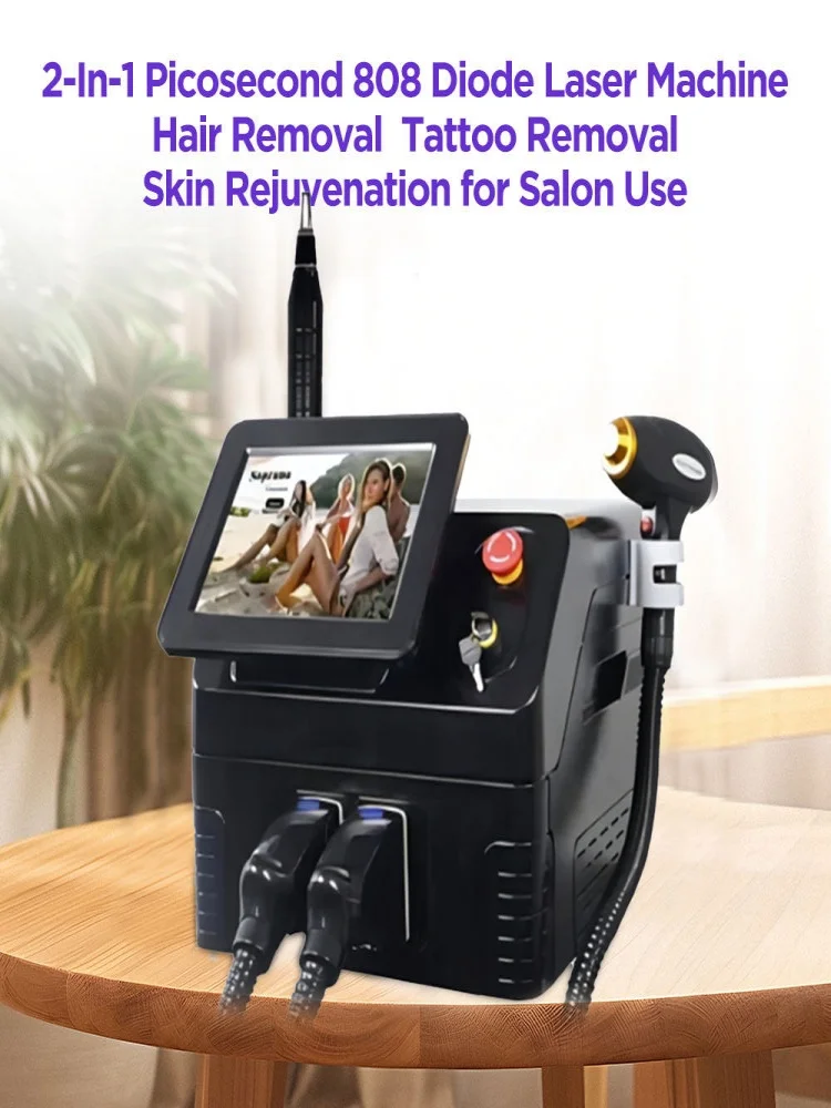 2024 3000w 2 in1 1064nm Diodenlaser permanente tragbare Piko sekunden laser Tattoo entfernung und Haaren tfernung geschaltete Maschine