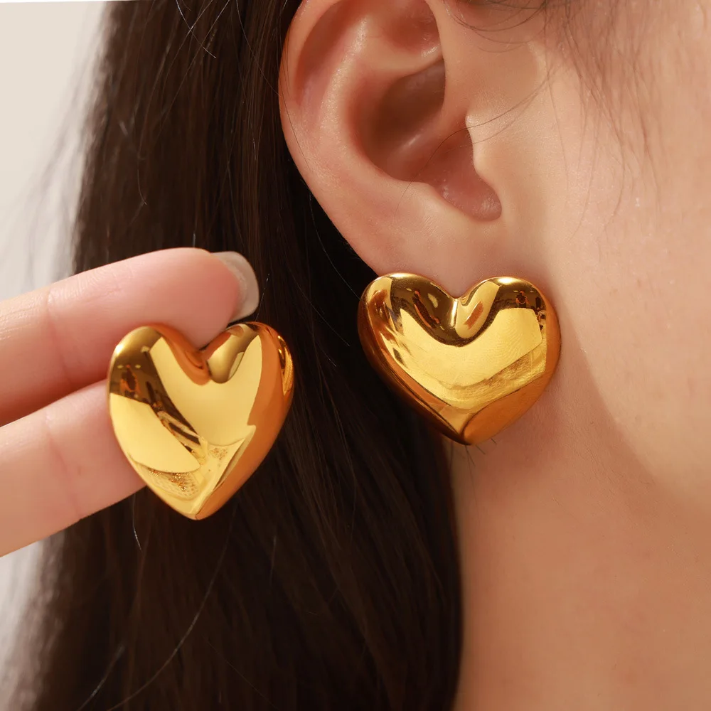 eye-catcher Heart Love Cute Earrings Luxury Ear Stud for Women Vintage Stainless Steel Waterproof Fashion Jewelry Gift image 2