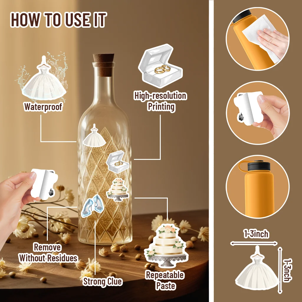 สติกเกอร์แต่งงานโรแมนติก 35 ชิ้น สติกเกอร์โรแมนติกน่ารัก สติกเกอร์แต่งงานสำหรับตกแต่งกีตาร์ สเก็ตบอร์ด แล็ปท็อป กระเป๋าเดินทาง DIY