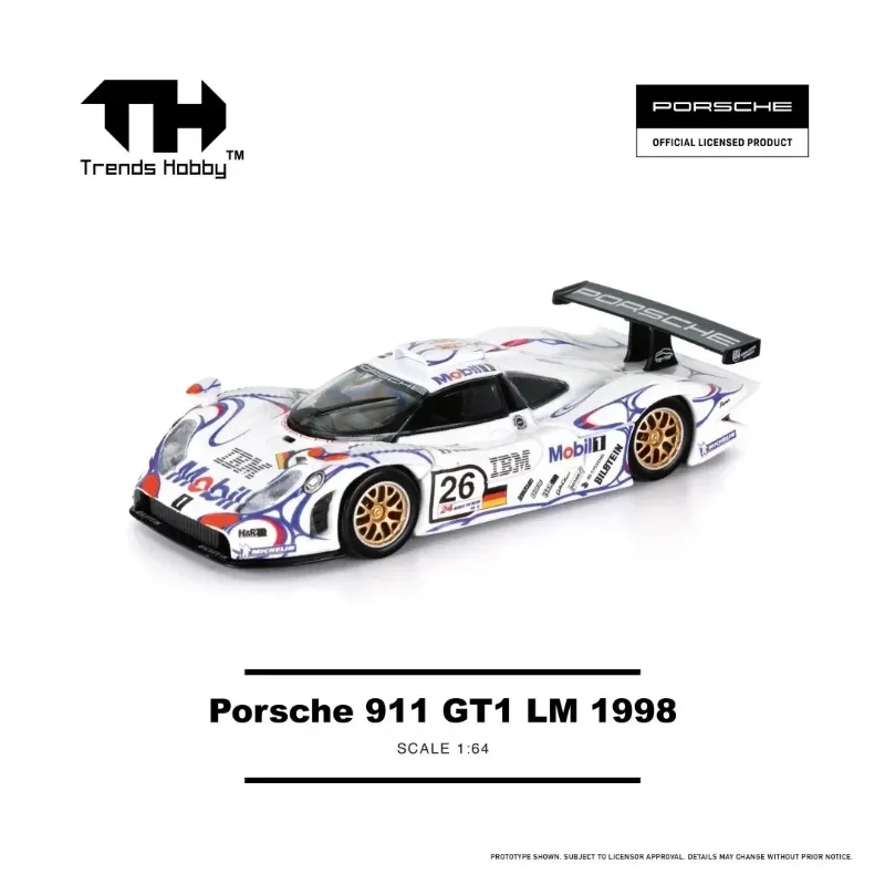 اتجاهات هواية 1:64 بورش 911 GT1 LeMans 1998 سبيكة دييكاست سيارة لعبة مجسمة تحصيل #5