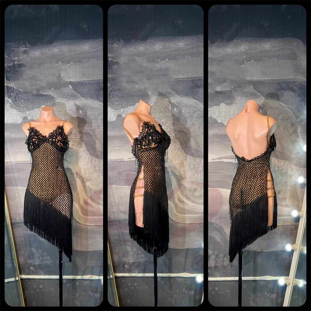 Latin Dance Adult Children'S Dress High-End Custom Lace Mesh Style Precisely Tango Women'S Professional Clothing