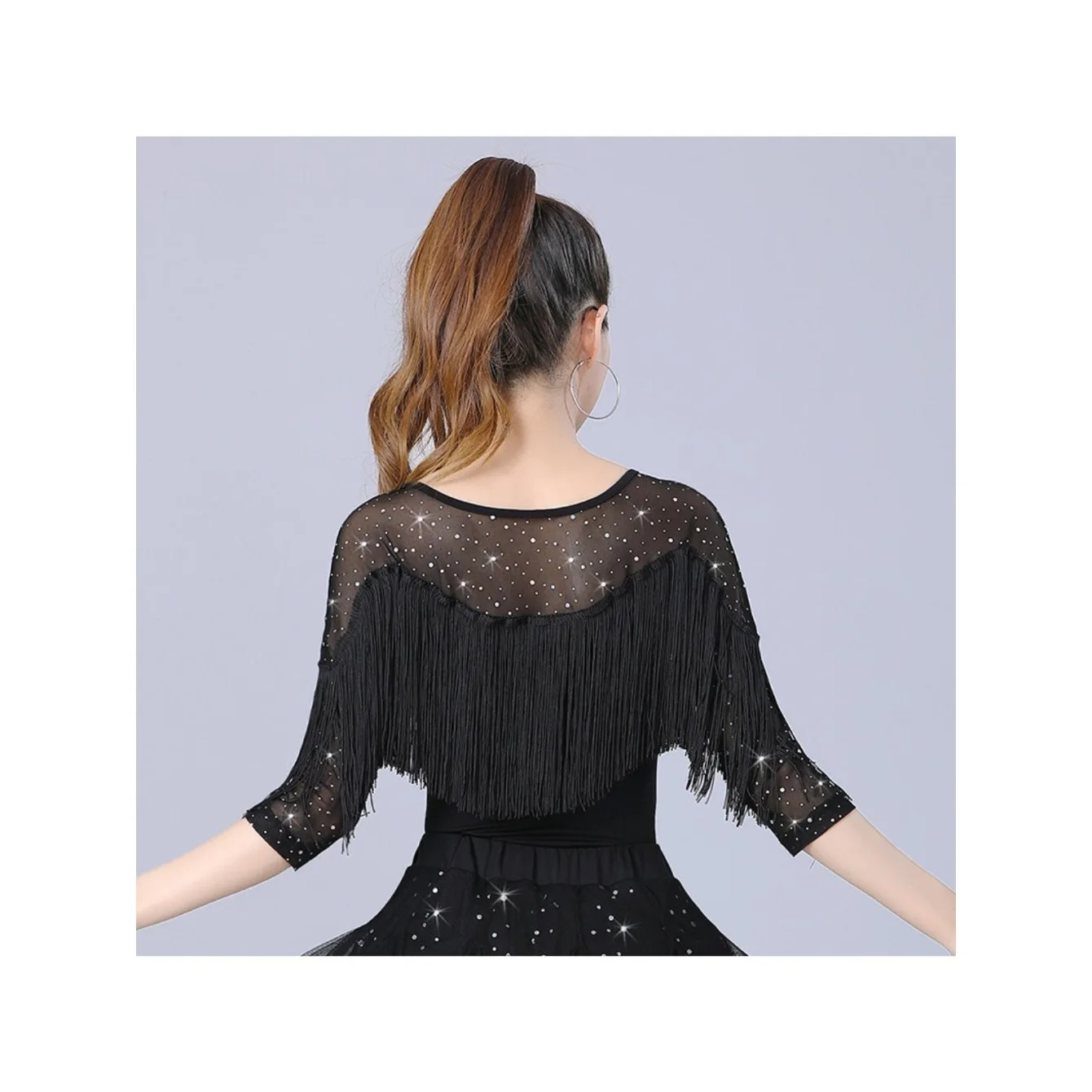 Neues Ballsaal-Tanz-Top für Damen, kurzärmelig, für Gesellschaftstanz, Übungskleidung, stilvolles Standard-Tanzkostüm für lateinamerikanischen Tanz