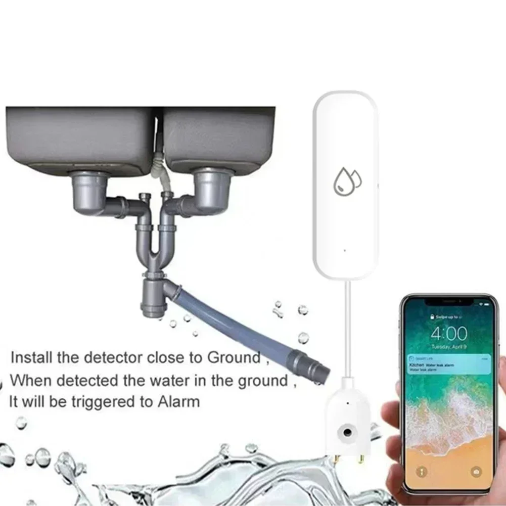 Sensor de fugas de agua por inmersión, alarma de seguridad, Detector de fugas de agua, WiFi