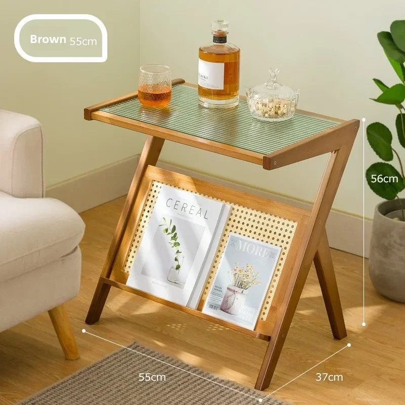 Side table small coffee table bedside table sofa side cabinet Changhong glass small apartment round tea table corner table