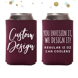 Custom Regular 12oz Wedding Can Cooler - Your Custom Design - Wedding Favors, Insulators, Beer Huggers, Wedding Favors, Party Ca